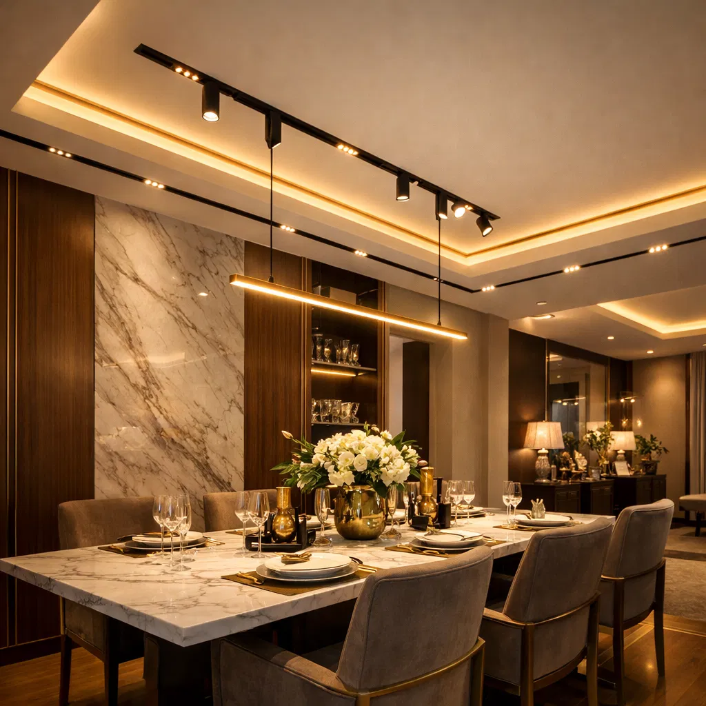 Premium magnetic LED fixtures installed in ceiling